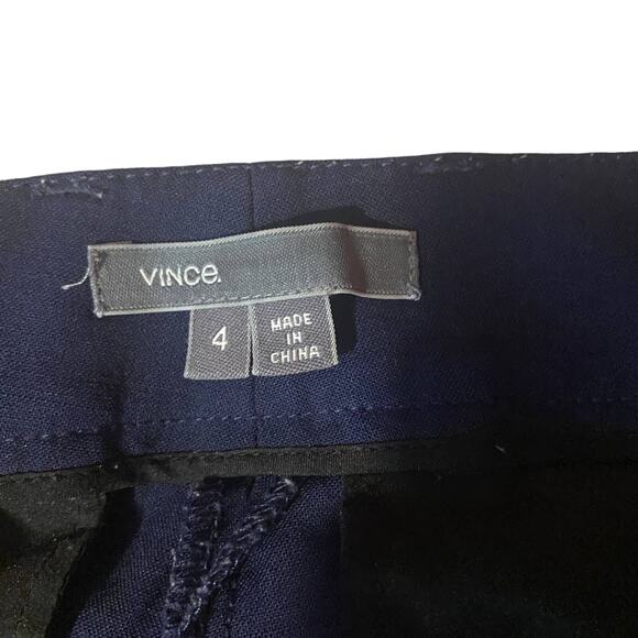 Vince Dark Blue Stripe Panel Wool Blend Stretch Career Pants Women Sz 4 - Picture 4 of 10